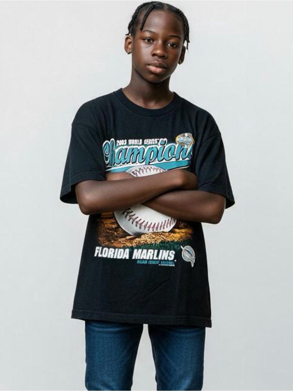 Vintage 2003 Florida Marlins World Series Champions T-Shirt Youth Size XL